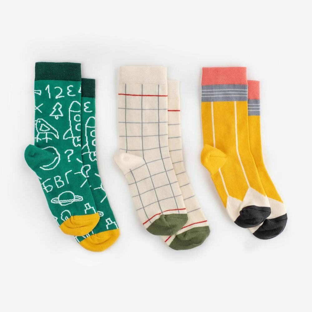 Dodo Toddler Unisex Cotton Back to school 3-pk Crew Socks Kids Size 2-3 years